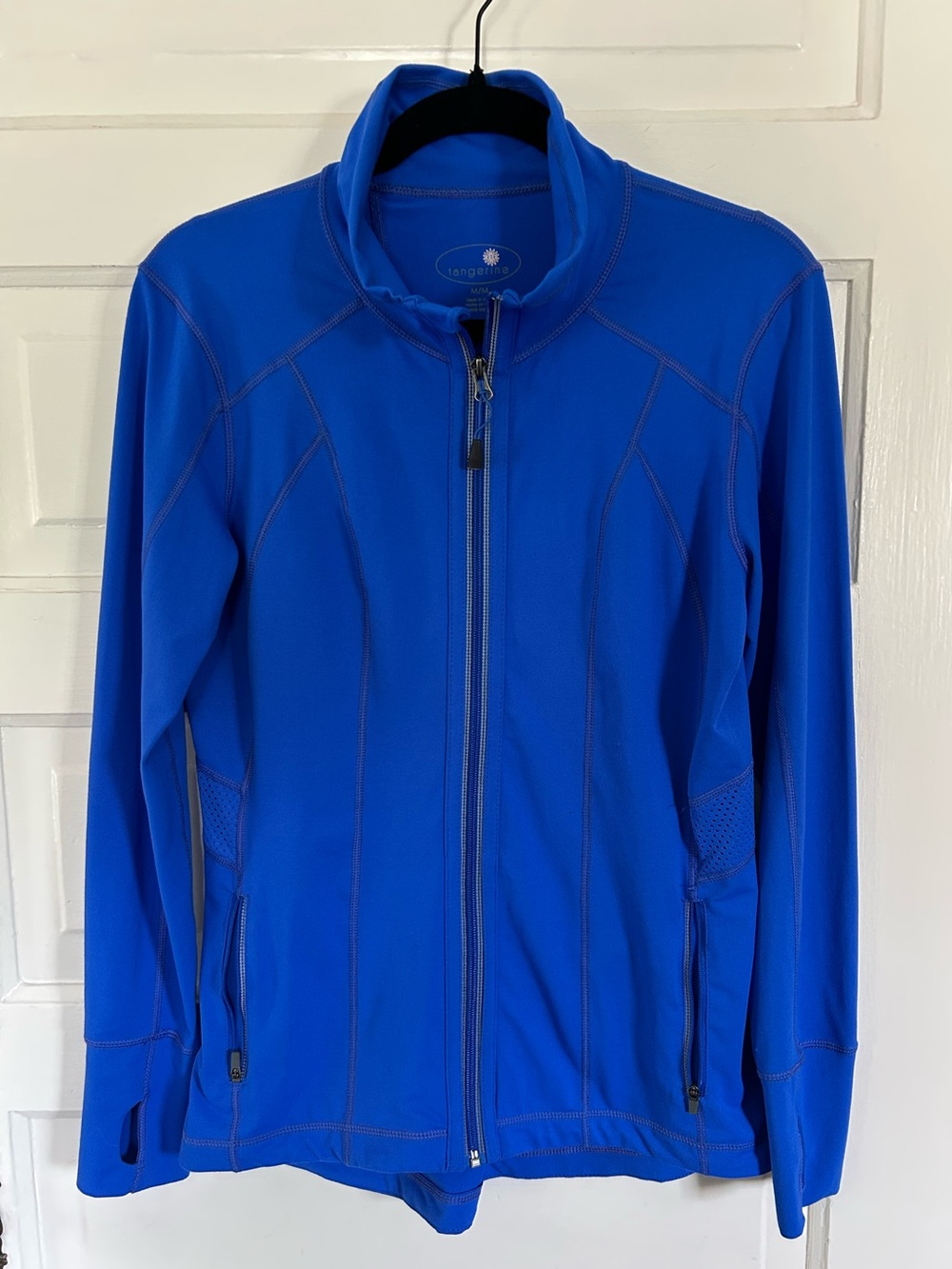 Tangerine Cobalt Blue Full-Zip Define Jacket with Thumbholes and Pockets. Medium